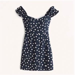 Abercrombie linen dress navy polkadot size S